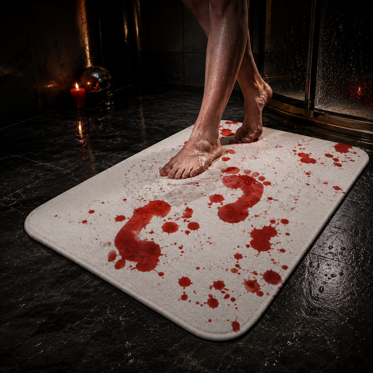 Water-Activated Bloody Bath Mat — Halloween Horror Decor
