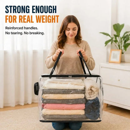 Heavy Duty Clear Storage Bags with Reinforced Handles 👍