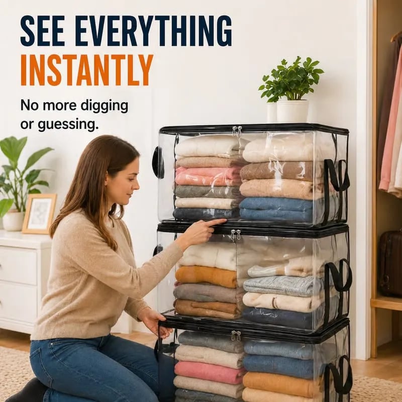 Heavy Duty Clear Storage Bags with Reinforced Handles 👍