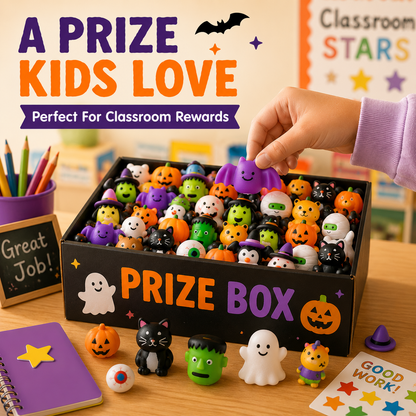 🎃 100PCS Halloween Mochi Squishy Toys – Cute Sensory Party Favors & Goodie Bag Fillers