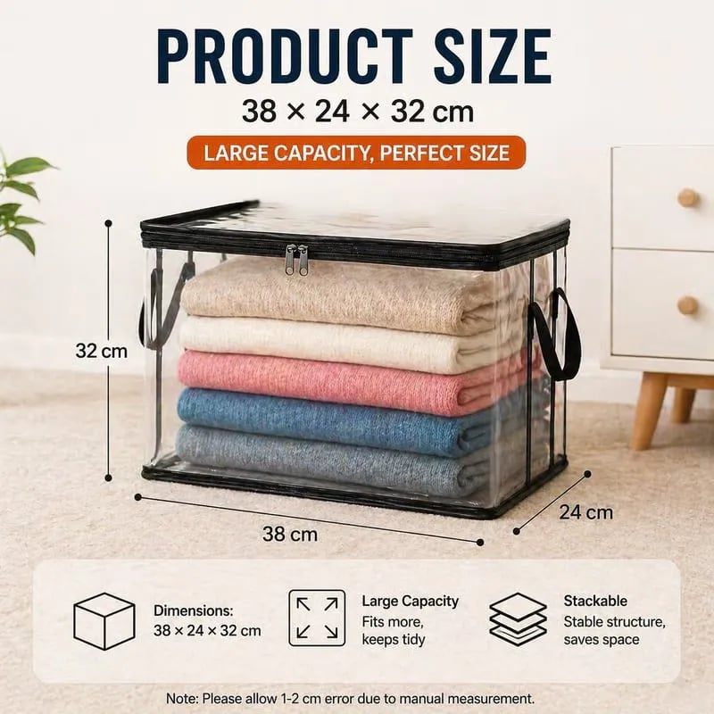 Heavy Duty Clear Storage Bags with Reinforced Handles 👍