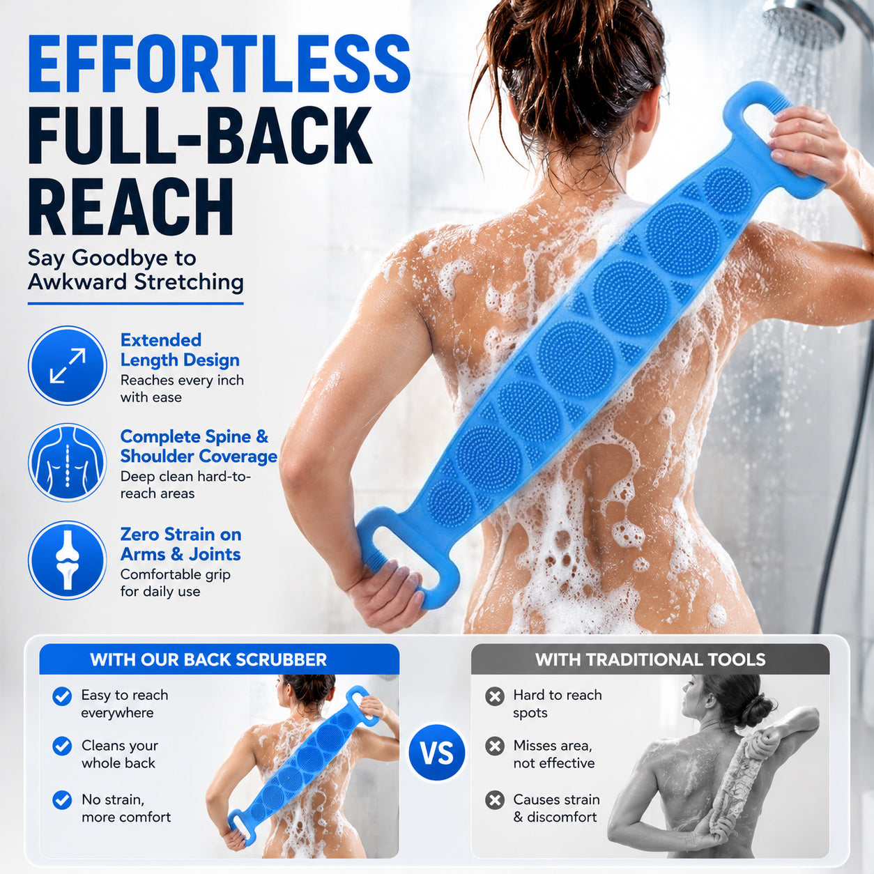 Silicone Back Scrubber & Body Brush — Reaches Your Whole Back