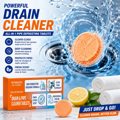 💥Foaming Drain Cleaner Tablets — Active Oxygen | Eliminates Drain Pests | No Bleach, No Lye, Pipe-Safe