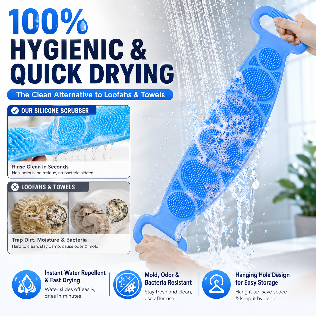 Silicone Back Scrubber & Body Brush — Reaches Your Whole Back