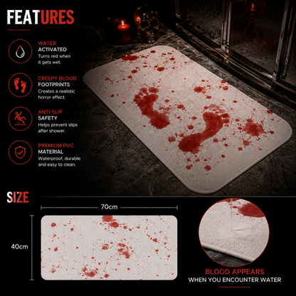 Water-Activated Bloody Bath Mat — Halloween Horror Decor
