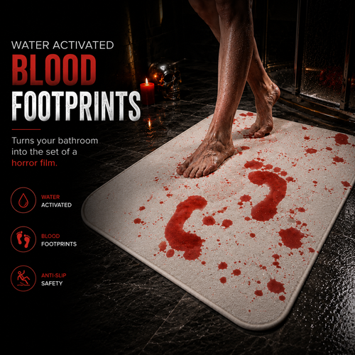 Water-Activated Bloody Bath Mat — Halloween Horror Decor