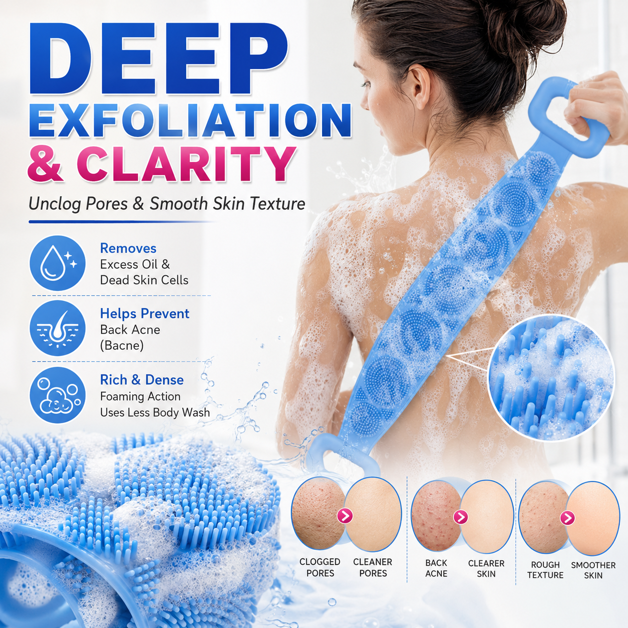Silicone Back Scrubber & Body Brush — Reaches Your Whole Back
