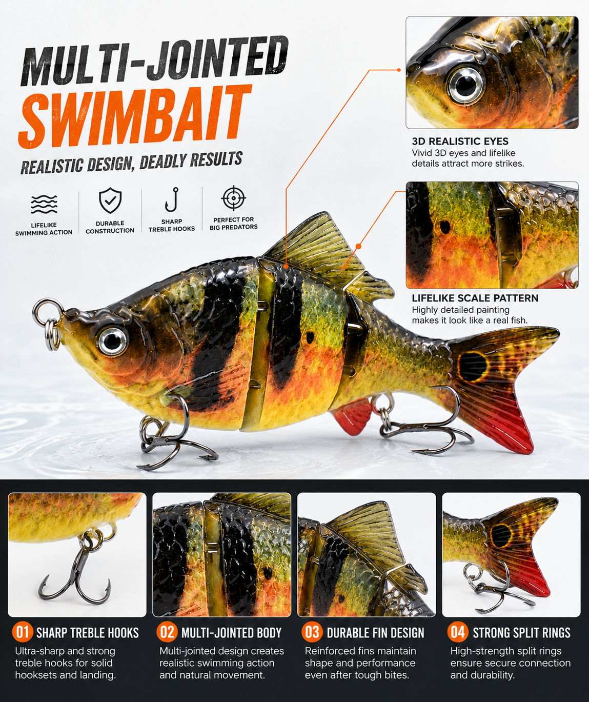 💥 Hyper-Realistic Multi-Jointed Bionic Swimbait | S-Curve Action Lure