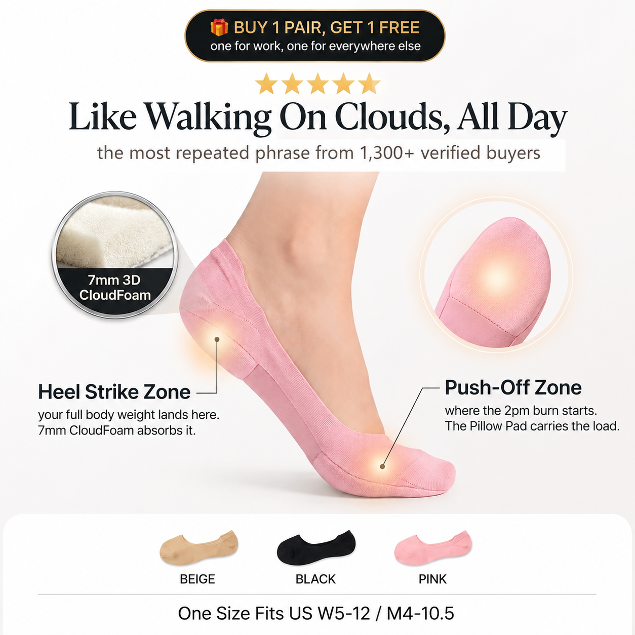 Cushioned No-Show Socks — Invisible & Non-Slip