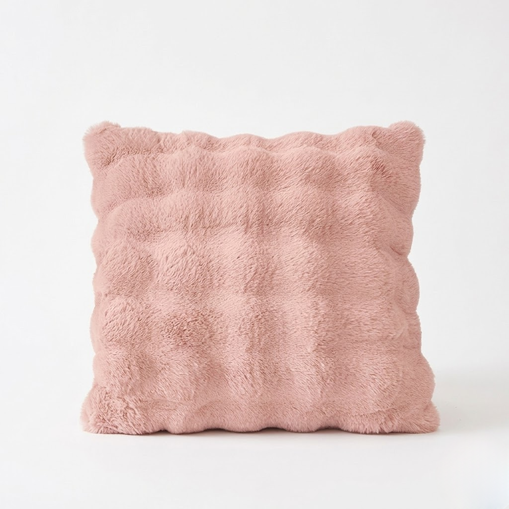Double-sided rabbit fur throw pillow
